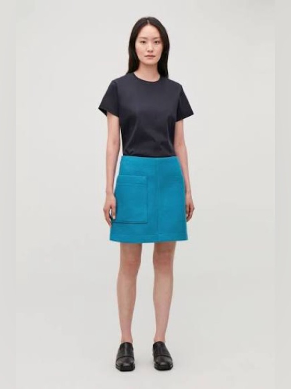 COS A-Line Patch Pocket Mini Skirt in Teal XS